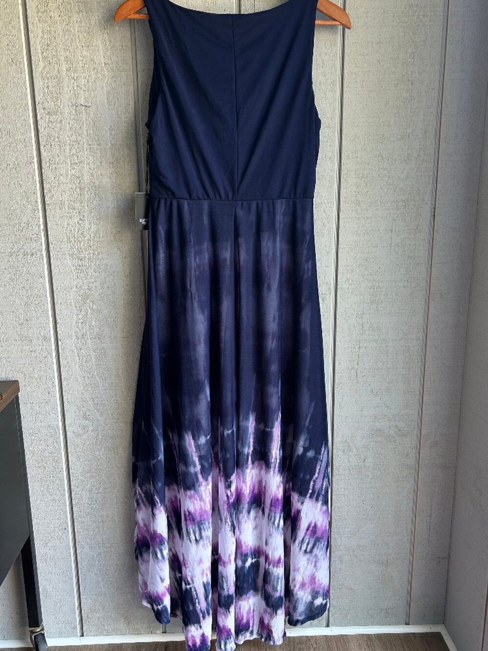 NWT Simply Vera by Vera Wang Long High-Low Tank Dress Navy & Purple Tie Dye Sz S - Picture 3 of 10
